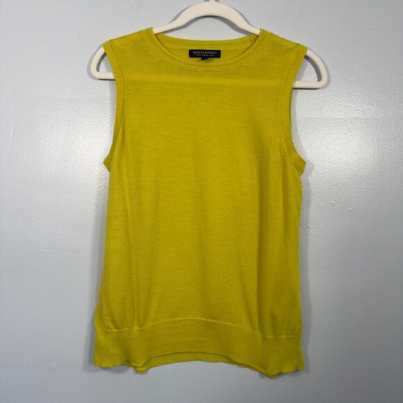 Banana Republic 100% Merino Wool Knit Sweater Vest Top Chartreuse Slime Luxury L - Picture 1 of 5